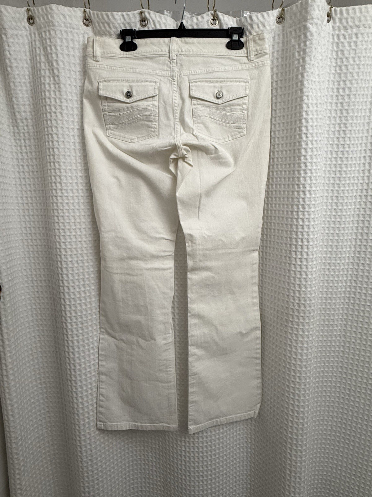 White House Black Market White Blanc Size 8 Denim Jeans Boot Leg Waist 34”