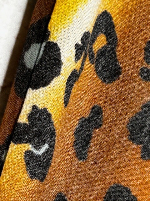 3X New Faded Leopard Black Brown Yellow Ivory Sage Stretchy Knit Tee Shirt Top