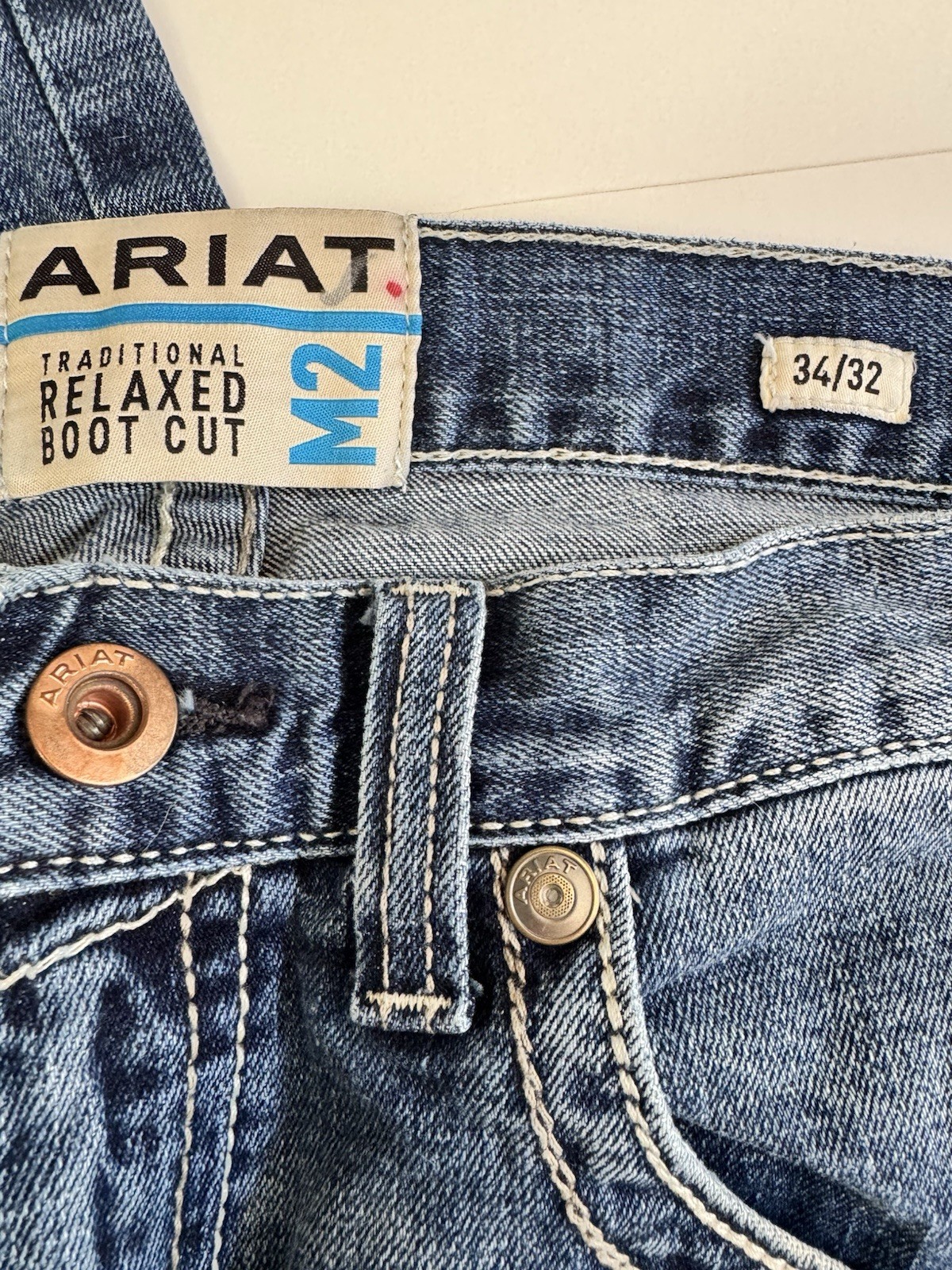 NWOT! Ariat M2 Relaxed Boot Cut Jeans Mens 34×32 Medium Wash Western Denim