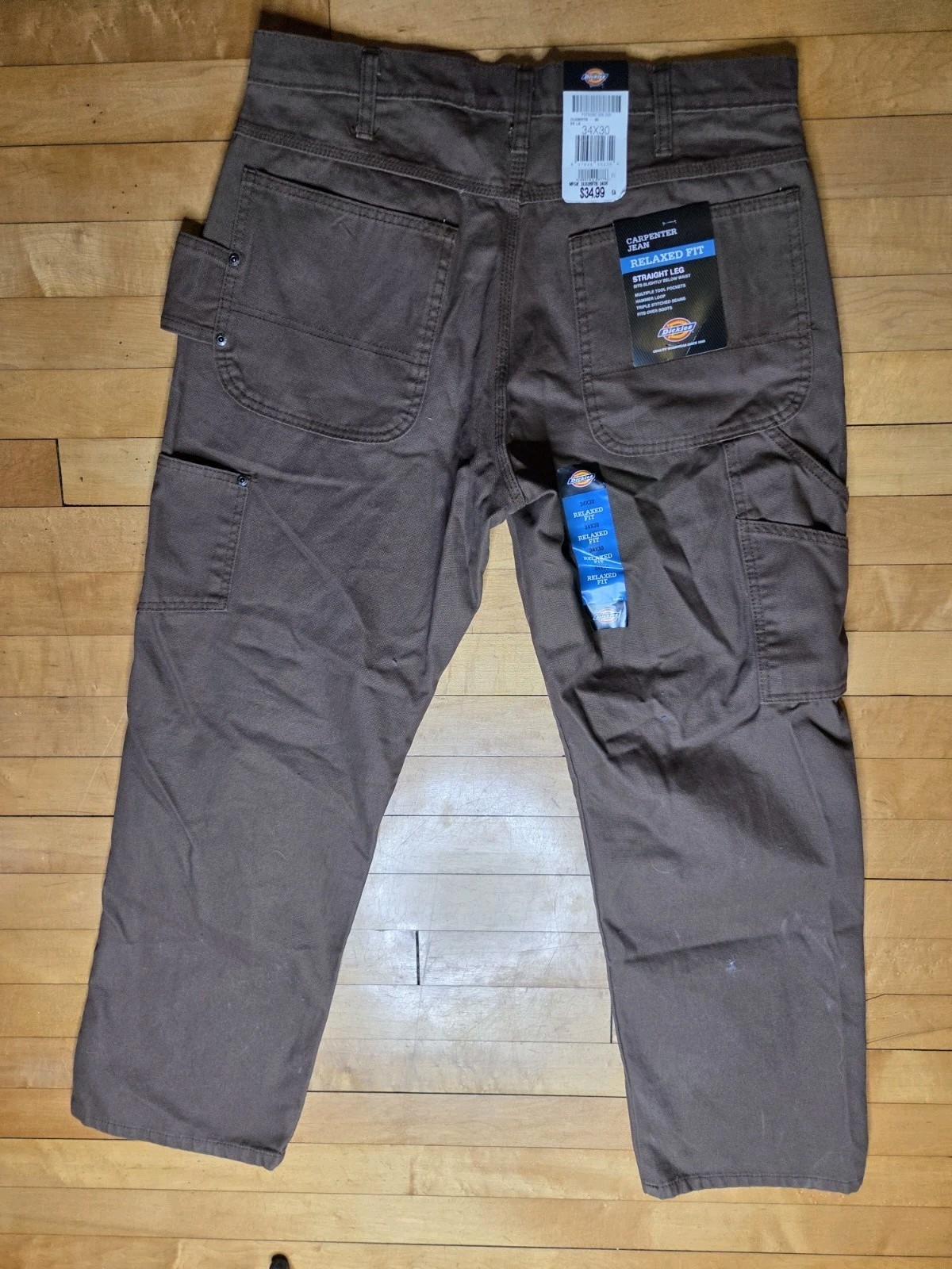 Dickies Brown Work Pants 34×30 Cotton Utility Pockets DU336RTB Brown