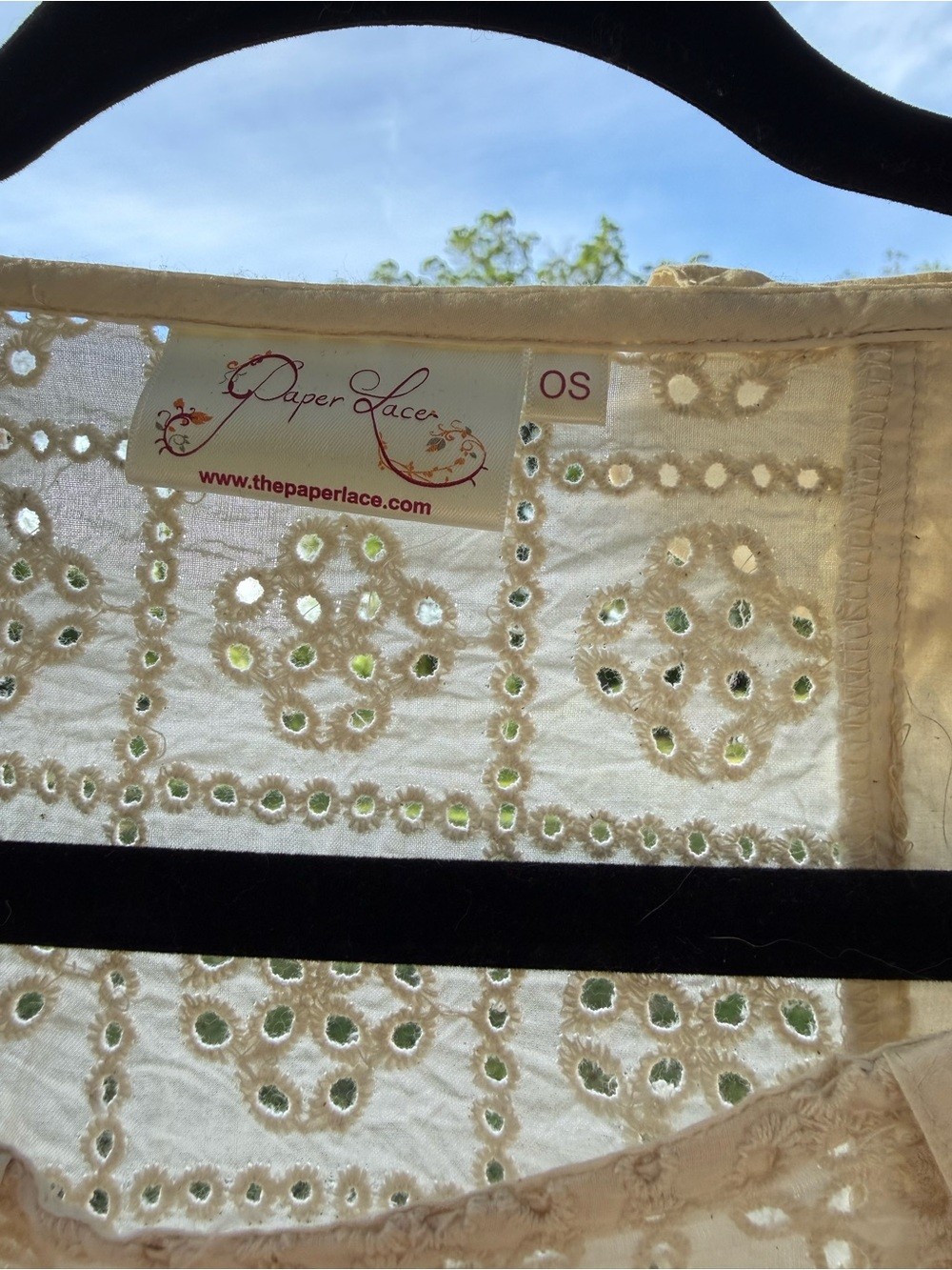 Cream Eyelet Lace Peasant Blouse with Peter Pan Collar