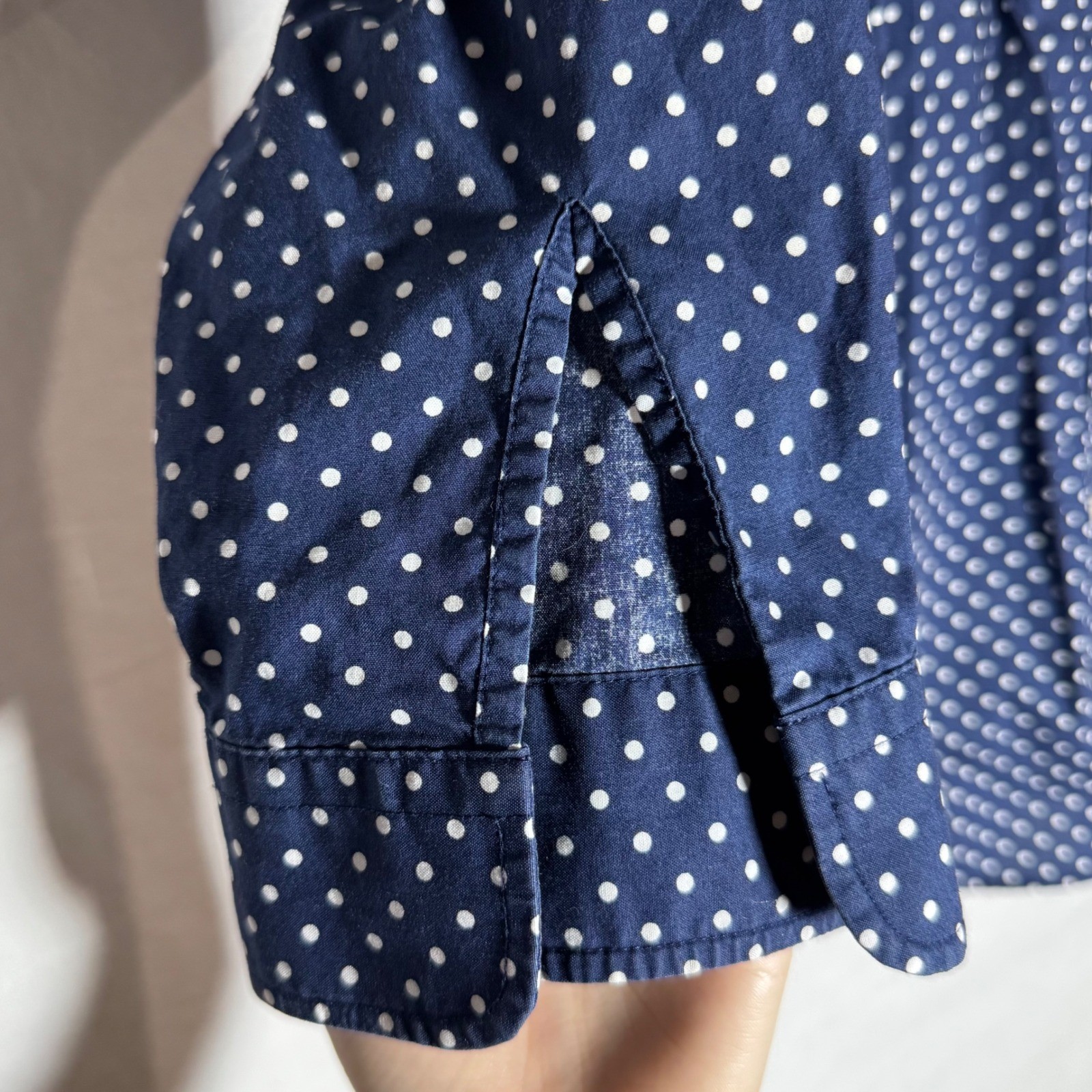 Lauren Ralph Lauren Navy Blue Polka Dot Button Down Shirt M Non-Iron Cotton