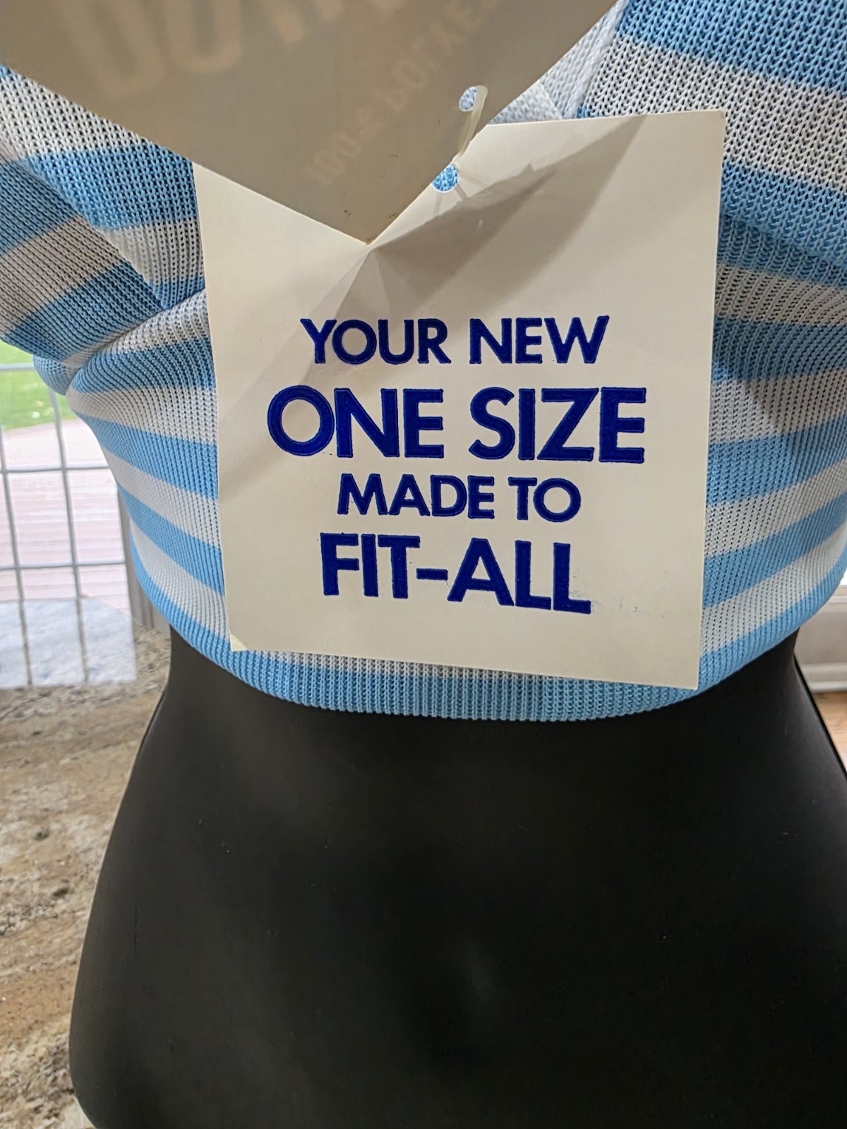 NOS Vtg 1970s Halter Top Double Knit Deadstock One Size Fits All Blue / White