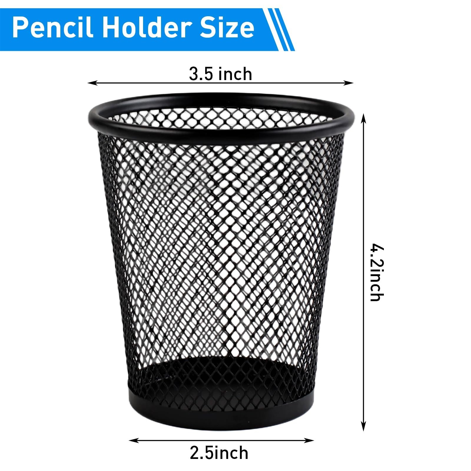 AZUREAL Pencil Holder 2 Pack, Black Mesh Desk Pen Holders, Premium Metal Pen …