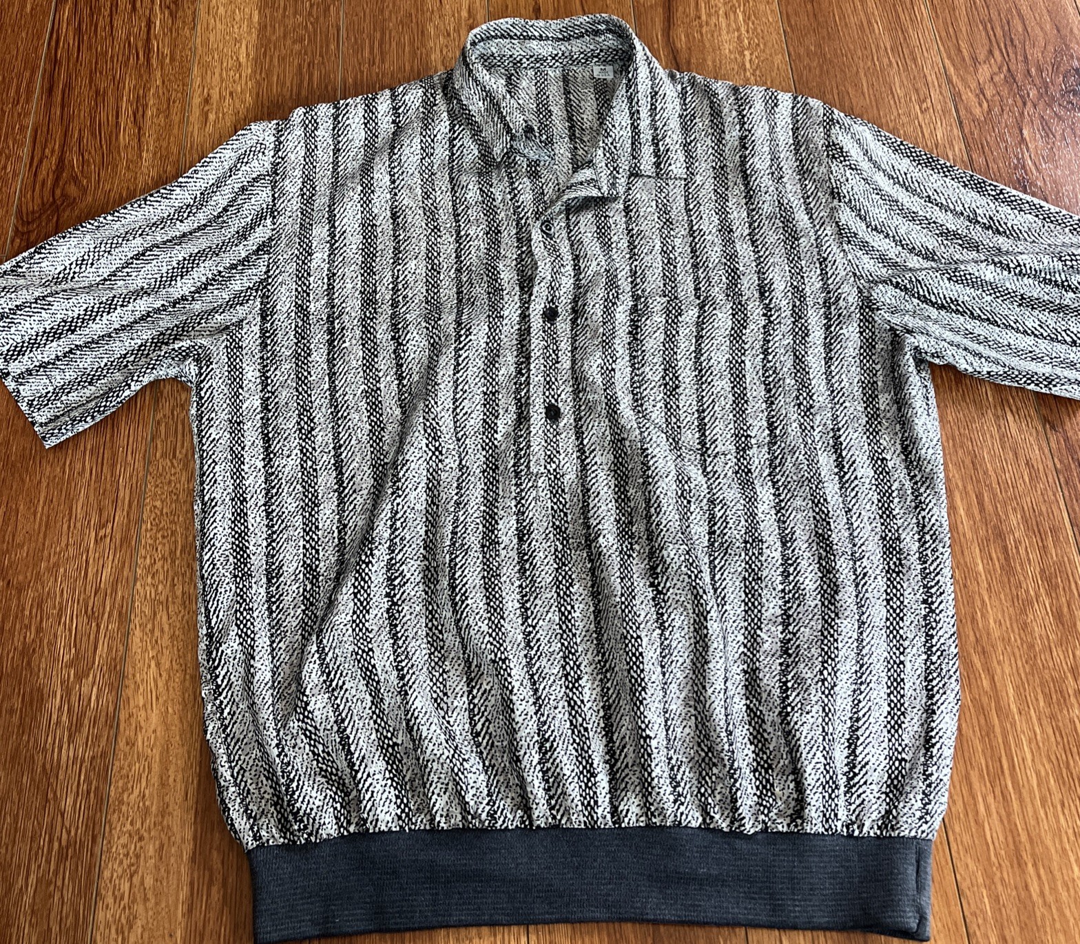 Vintage Snake Print Polo Shirt Mens Medium Made USA Banded Hem Alan Stuart Style