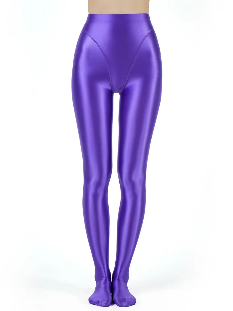 Opaque Elastic High Waist Tight Shiny Oil Glossy Pantyhose Yoga Dance Stockings