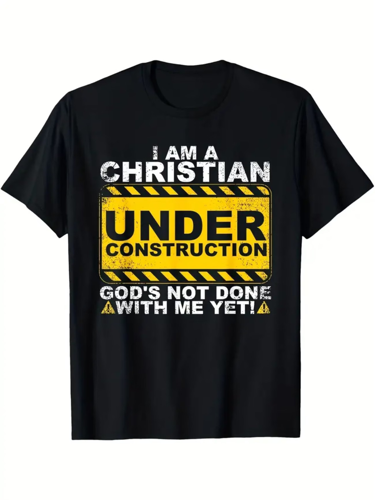 Men’S Christian Faith T-Shirt Made of – Black Religious Shirt Featuring a Yellow