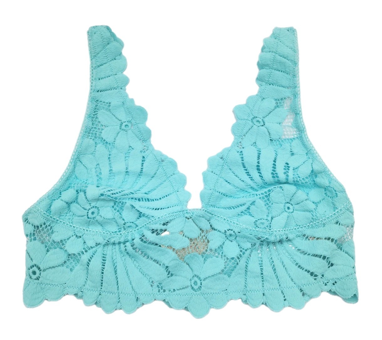 Free People Intimately Petal Party Plunge Bralette in Waterspout Soft Blue