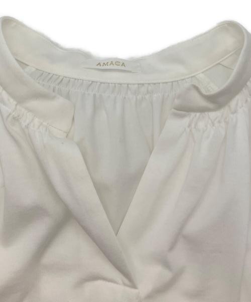 AMACA White Cotton Polyester Puff Sleeve Pullover T-Shirt L