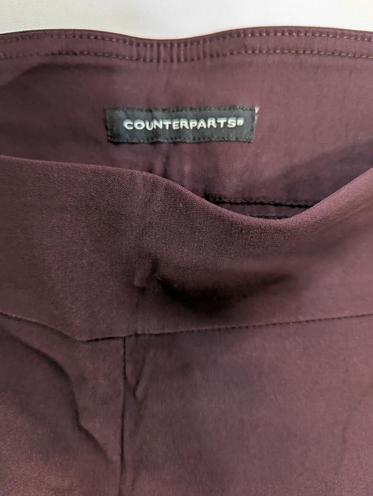 Counterparts Pull On Burgundy Stretchy Pants Studded Open Weave Hem size 16 NEW