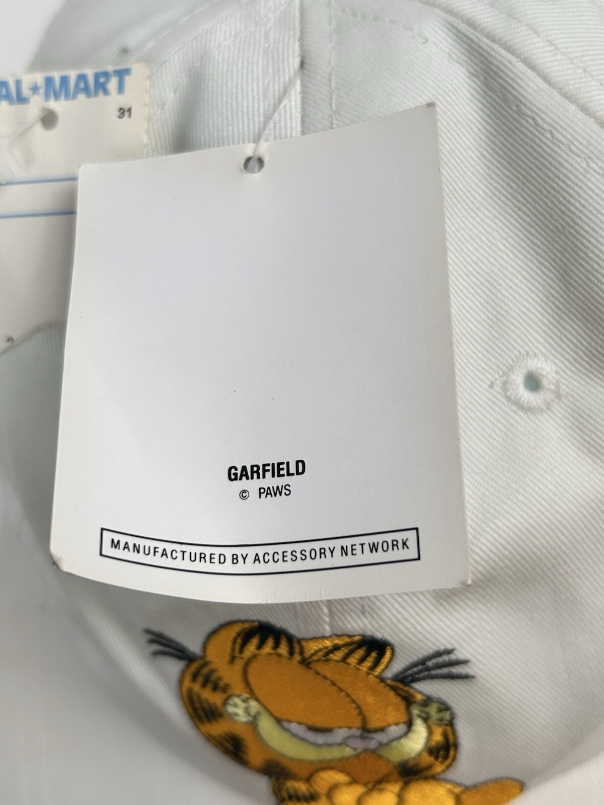 Vintage Garfield Hat Cap Snapback White Cat Cartoon Novelty 90s Paws With Tags
