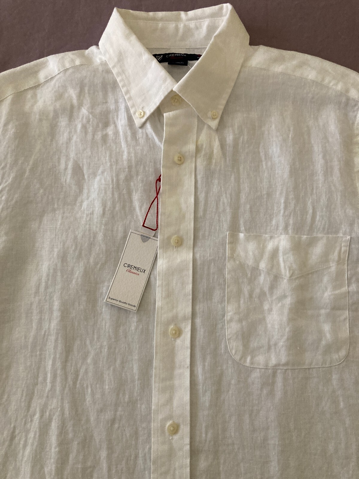 Men’s DANIEL CREMIEUX White Linen Short Sleeve S/S Shirt M Medium NWT NEW