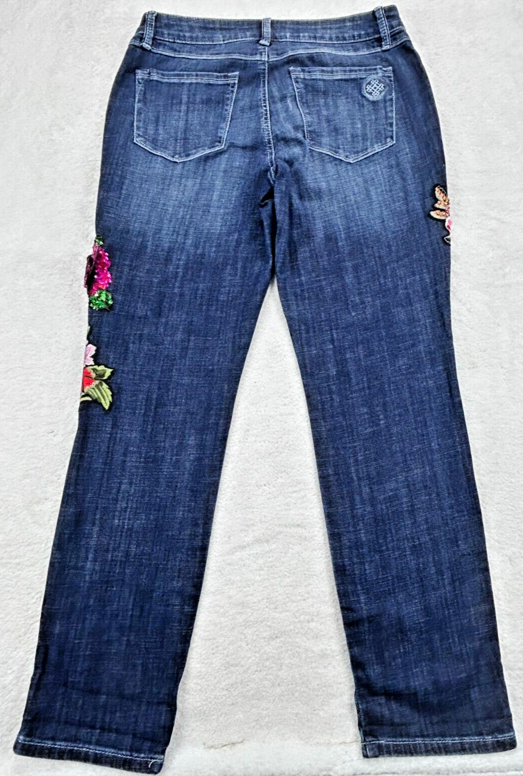 Laurie Felt Classic Boyfriend Jeans Women 10 Floral W/Vital Stretch