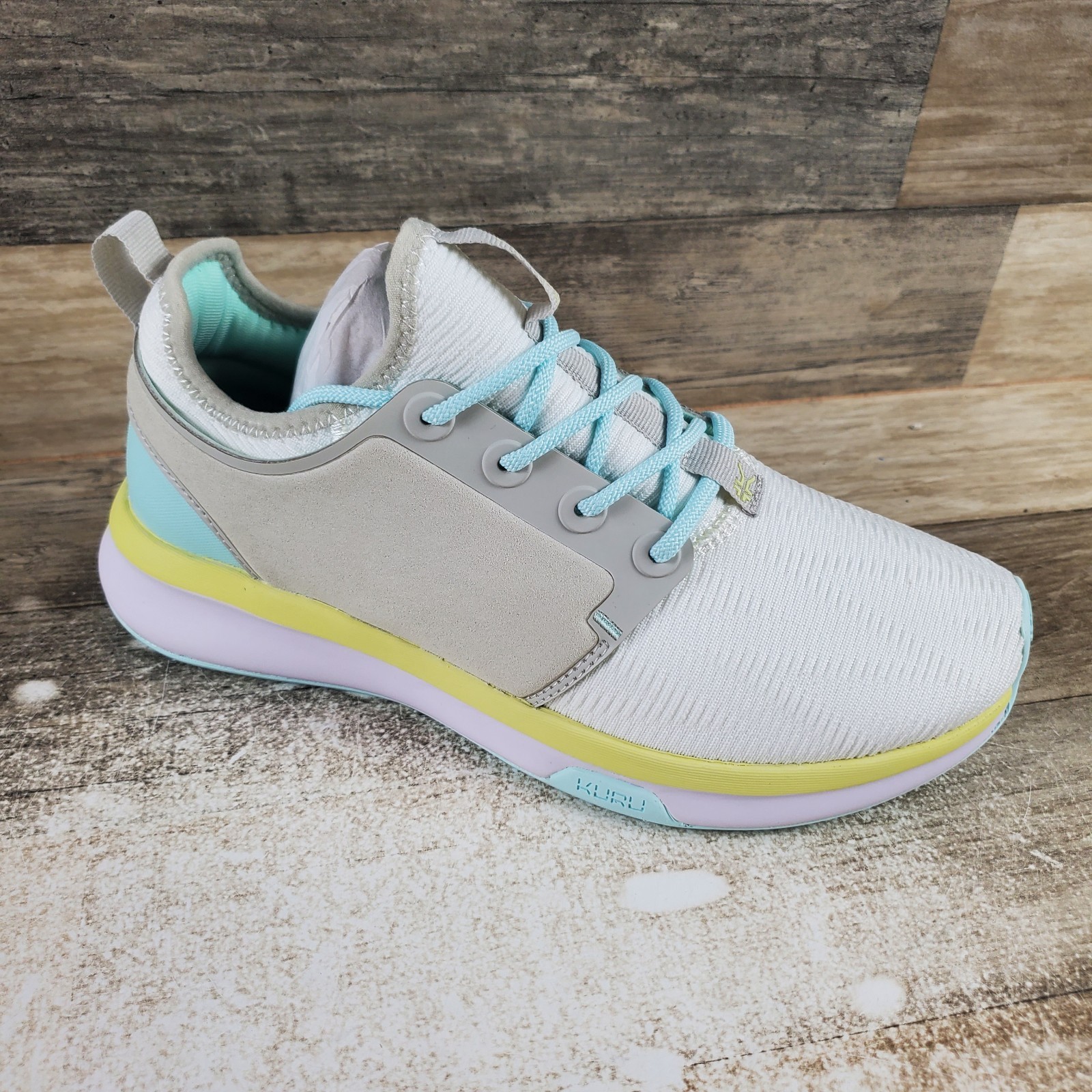 Kuru Atom Womens Shoes Sz 7.5 M Running Bright White Ice Blue Lace Up Sneakers