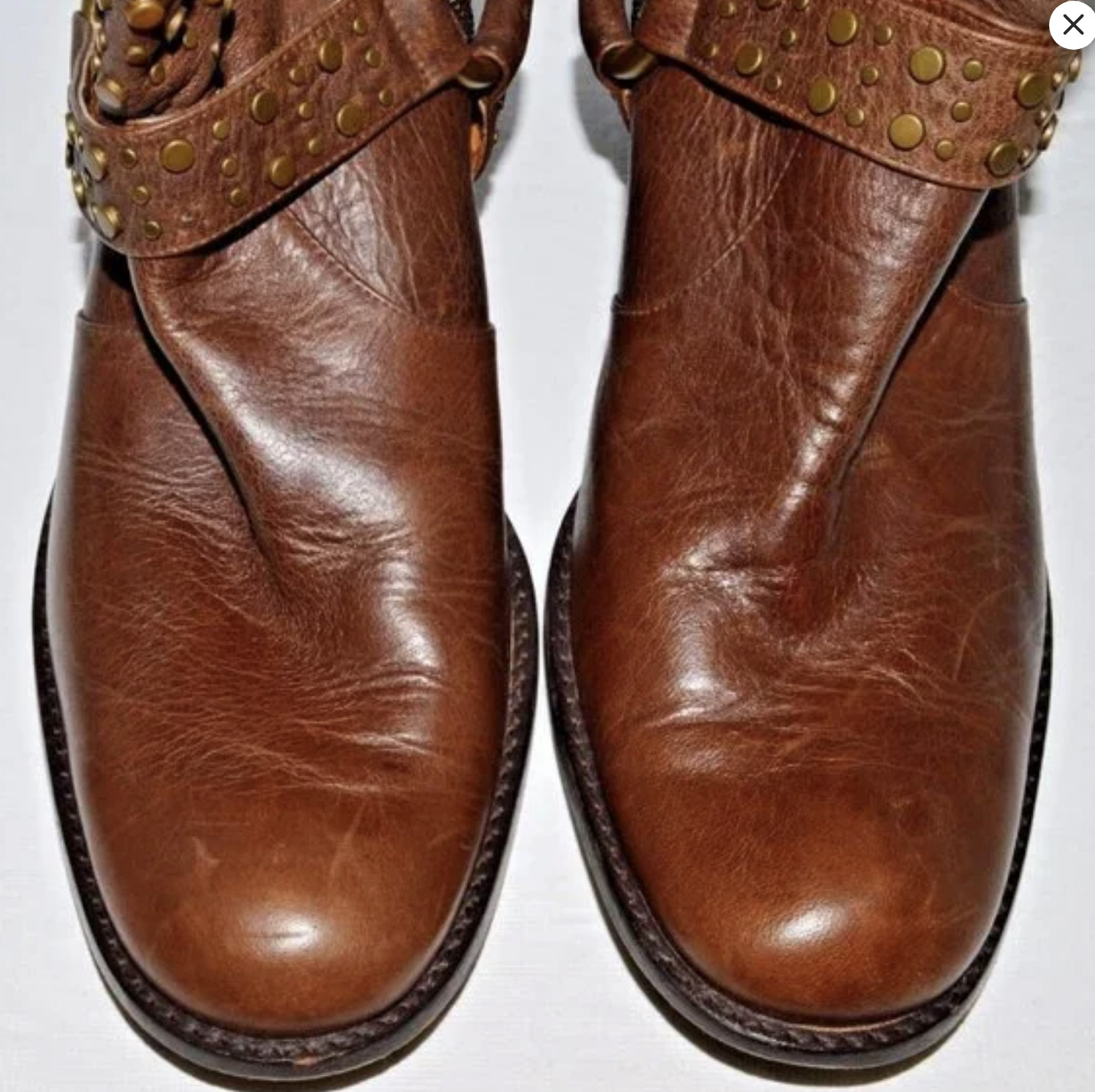 JESSICA BENNETT DUSK SZ 9 M BROWN STUDDED LEATHER HARNESS WESTERN BOOTS BOOTIE