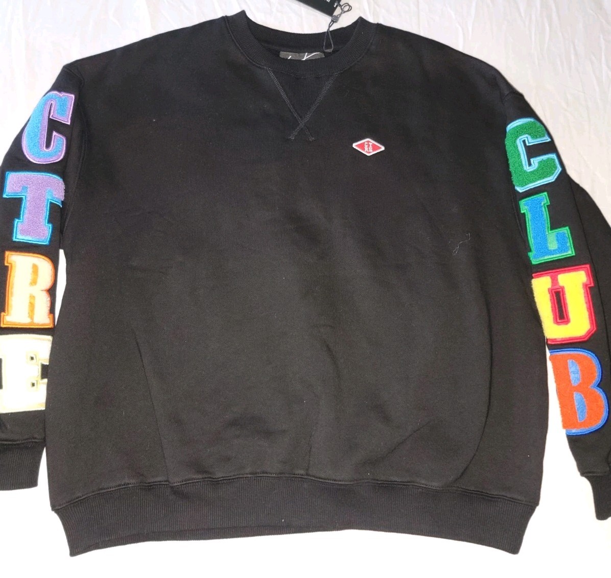 THE COUTURE CLUB MULTIBADGED CHENILLE SWEATSHIRT WOMENS SZ UK6/US2