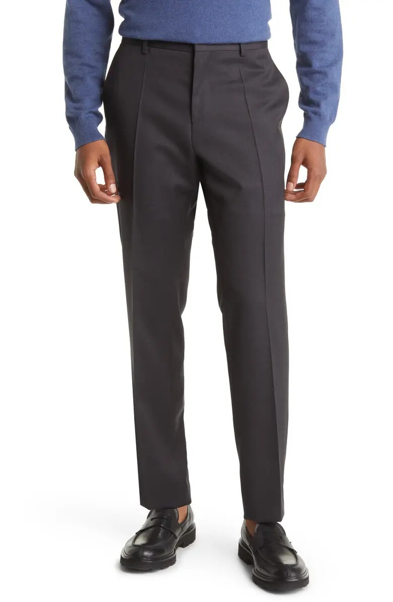 HUGO BOSS Huge 100% Virgin Wool Suit, Solid Dark Grey, Size 42 R NWOT