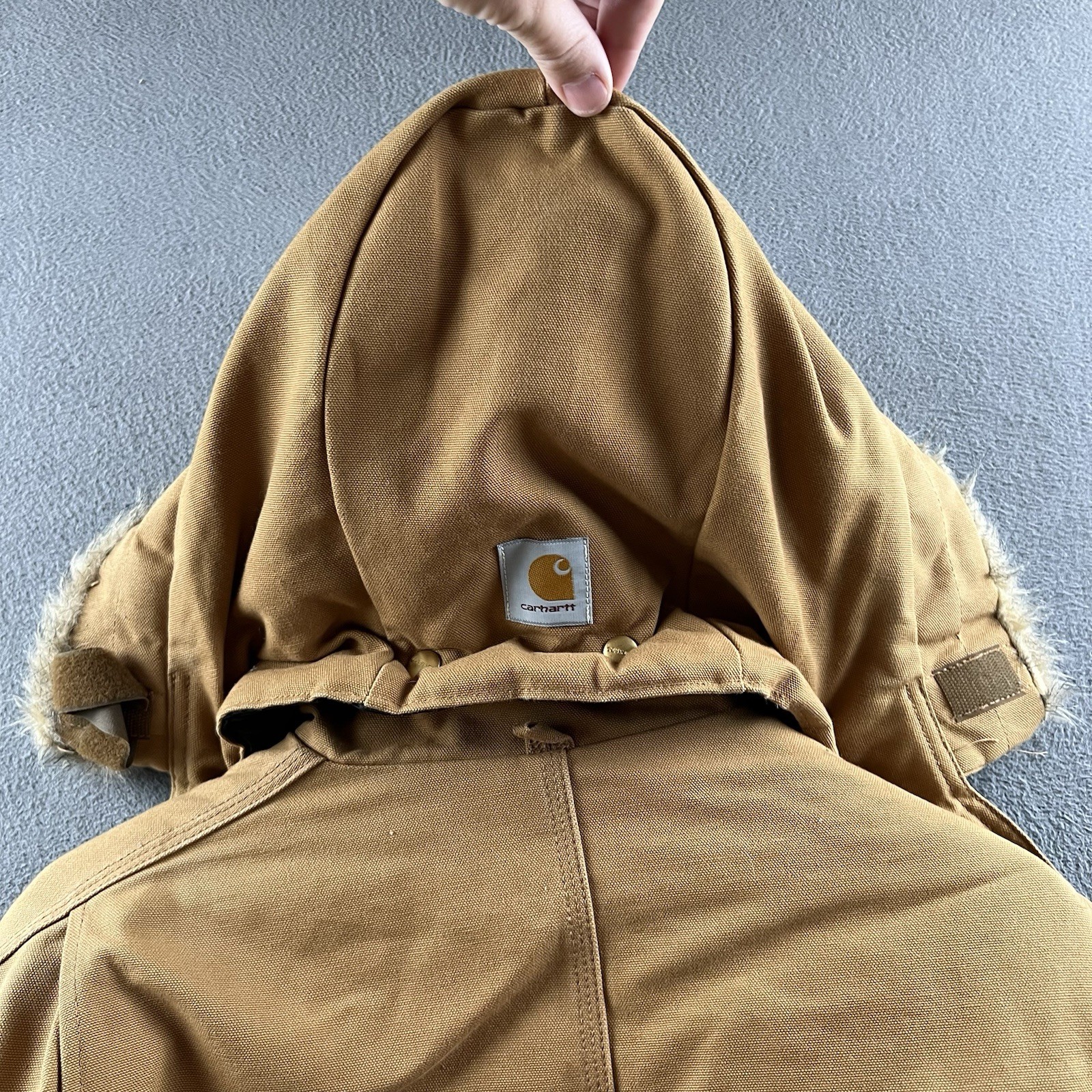 Vintage Carhartt Arctic Jacket Mens 46 Tall Brown C0196 W/ A01 BRN Fur Trim Hood