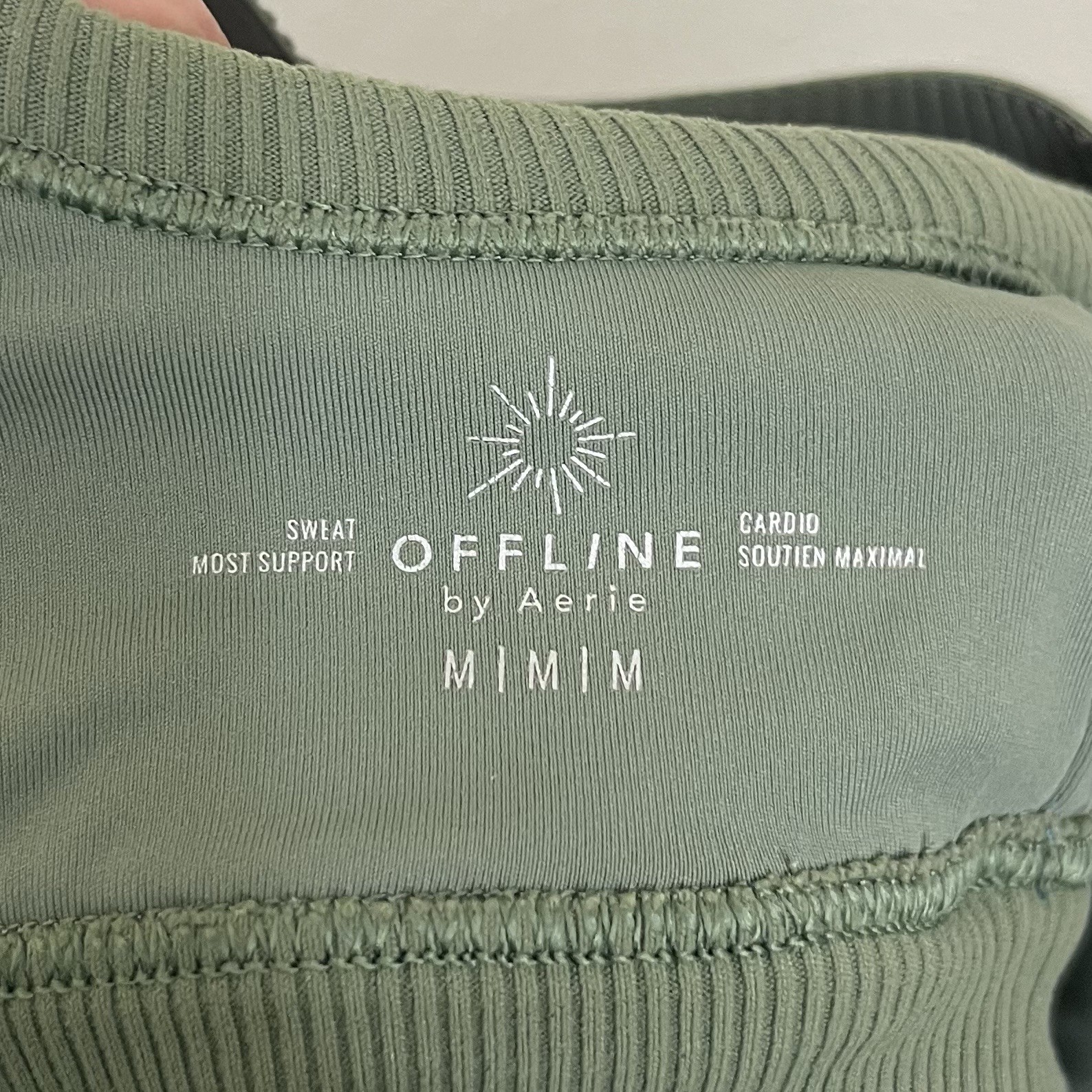 Aerie OFFLINE Ribbed Workout Set Medium Olive Green Longline Bra Leggings