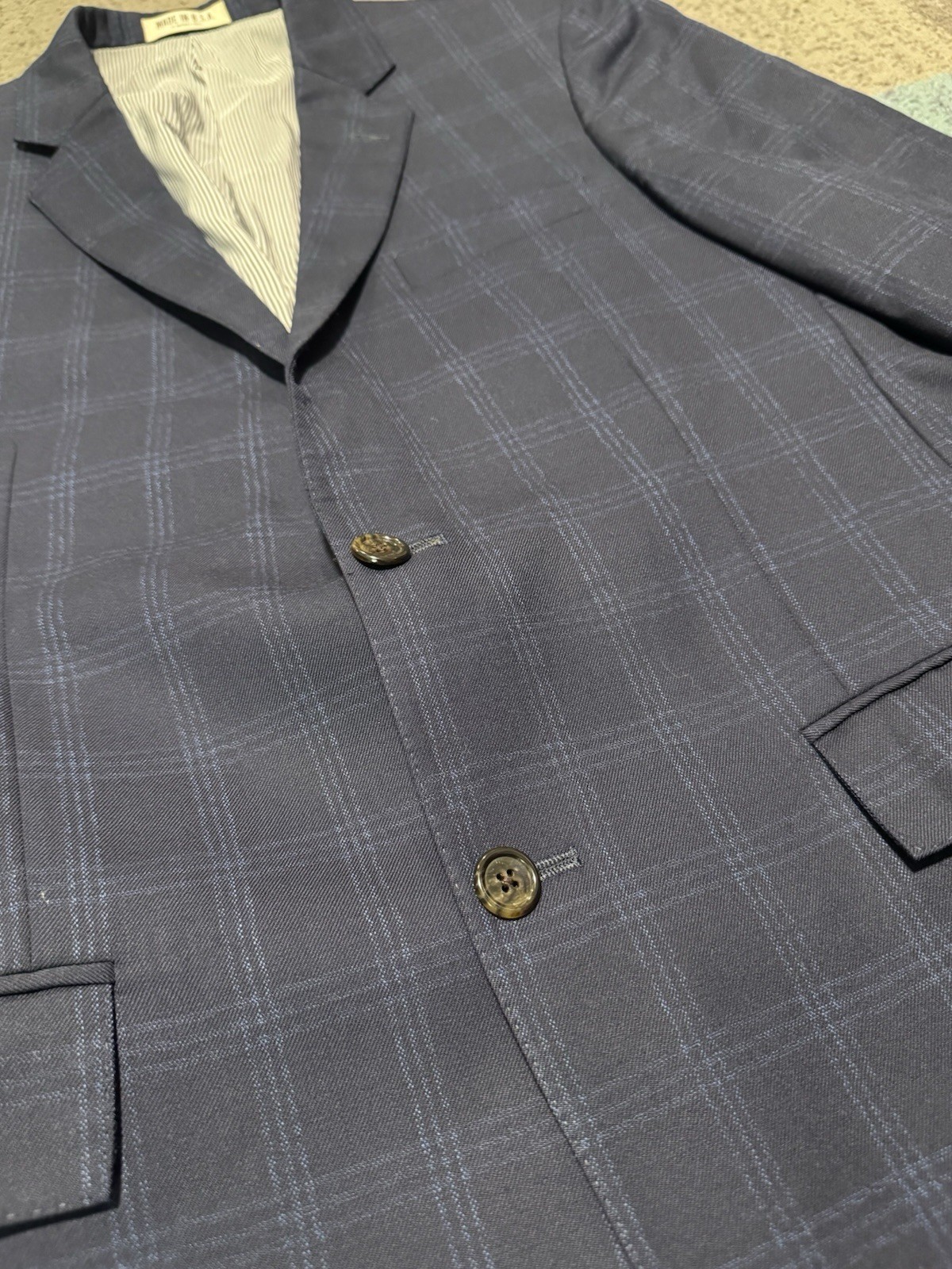 Todd Snyder New York Mayfair Fit Sport Coat Blazer 40R Navy Windowpane Wool USA