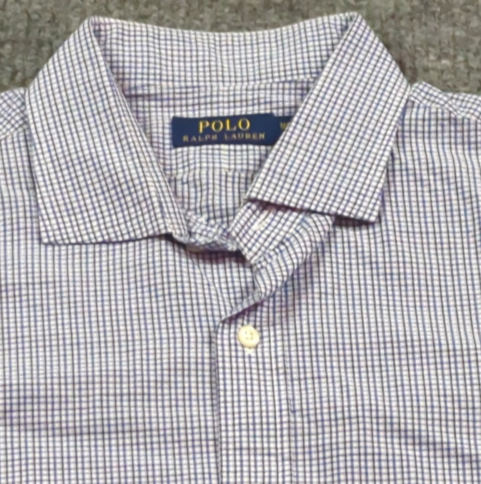 Polo Ralph Lauren Shirt Mens 16.5-42 Blue Check Cotton Long Sleeve