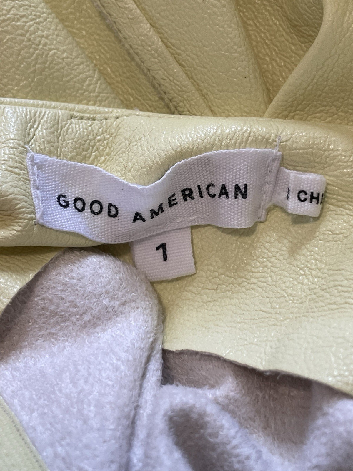 GOOD AMERICAN yellow faux leather pencil midi dress square neck size 1