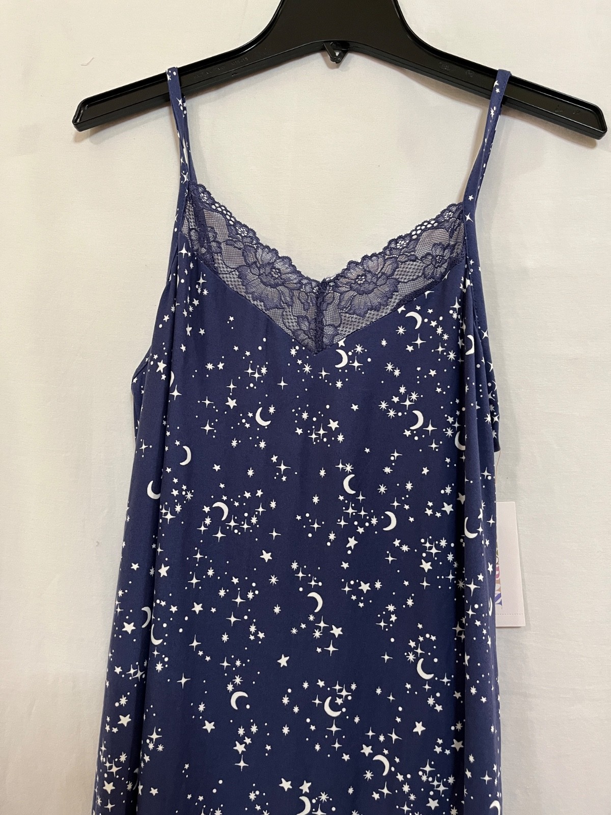 New Joyspun Women’s Moon Stars Celestial Gown Nightshirt knit Chemise with Lace