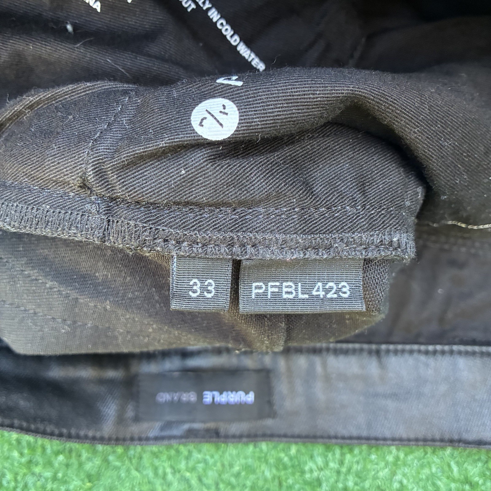 Purple Brand P004 Wax Coated Designer Cargo Jeans Button Fly Sz 33×32