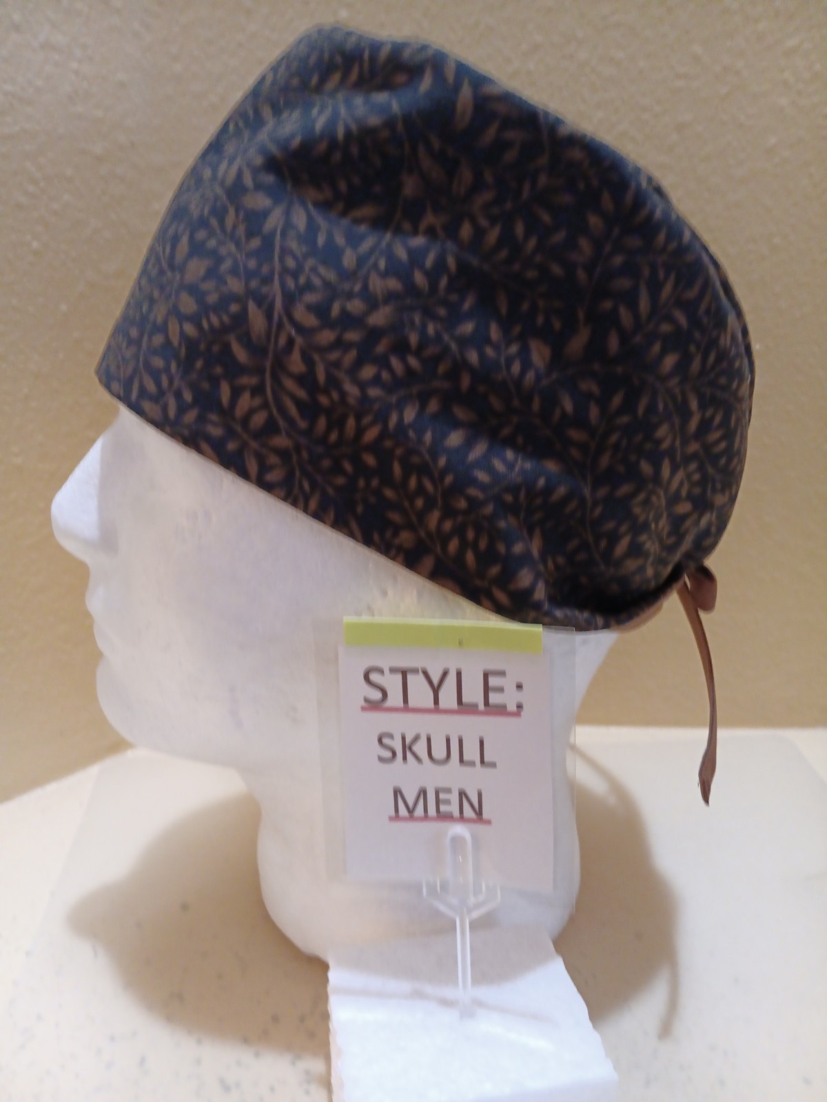 Autumn Vines Men’s Skull/Chemo Surgical Scrub Hat/Cap Handmade