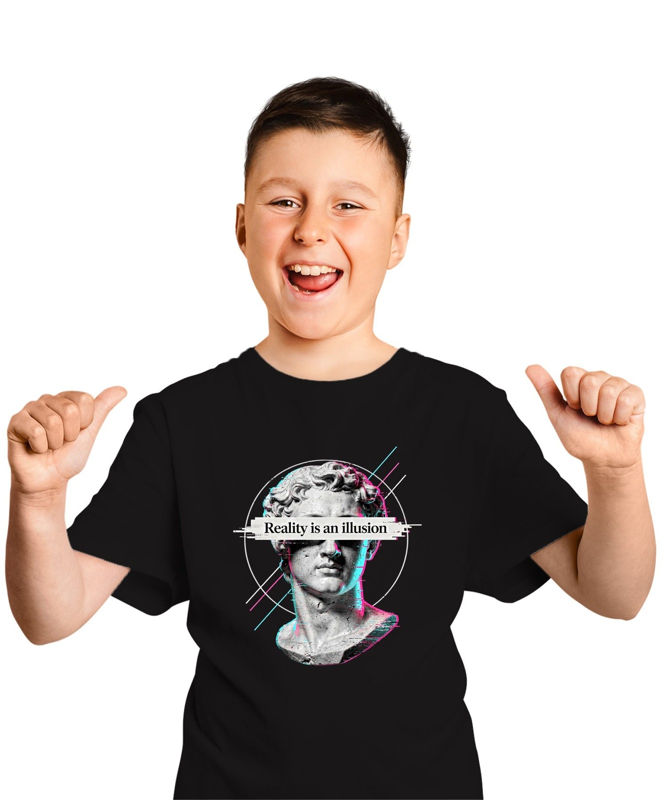 Reality is an illusion David Statue Glitch Art Vaporwave Unisex Kids T-Shirt