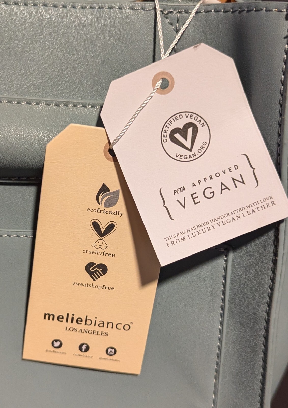 Melie Bianco Monica Mini Structured Top Handle Vegan Tote Shoulder Bag Blue NWT