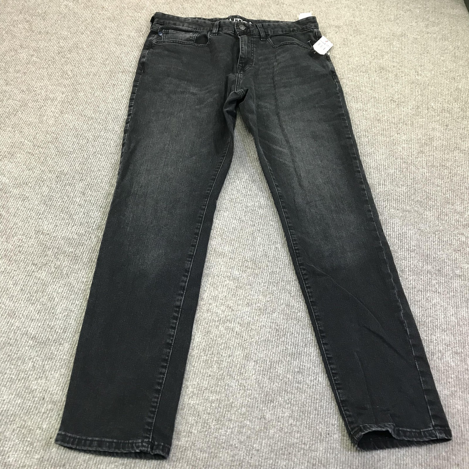 New Nautica Athletic Slim Jeans Mens 32×32 Gray Charcoal Wash Denim Casual