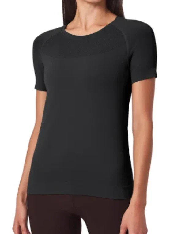 Mondetta Women’s Fitted Active Seamless Short Sleeve T-Shirt, Black, Size XL