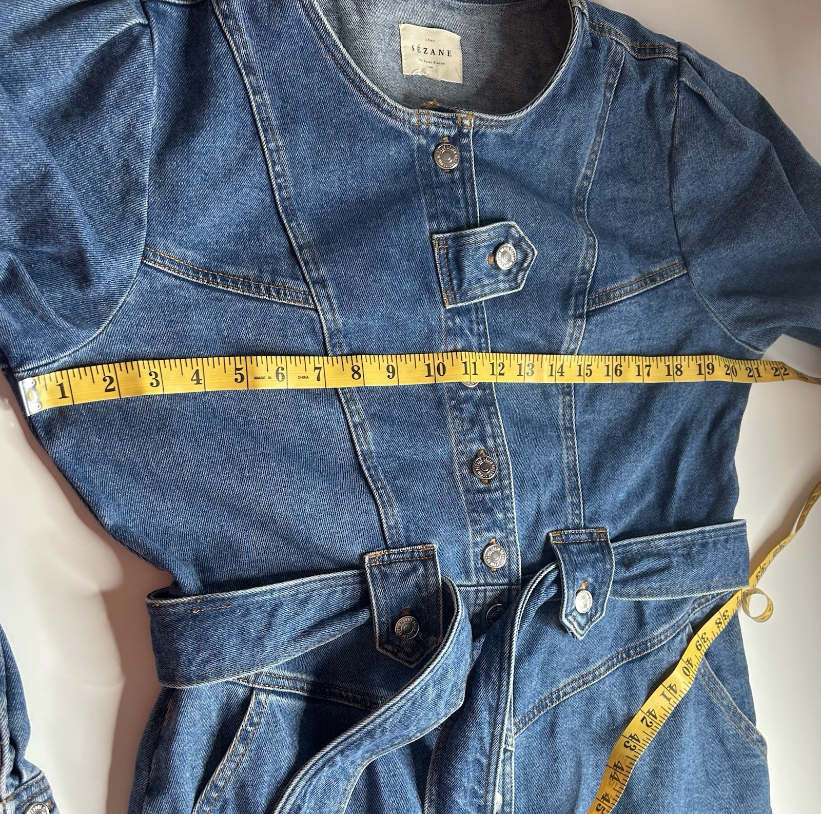 Sezane Cherine Denim dress Sz 12 EUC French Girl Utilitarian