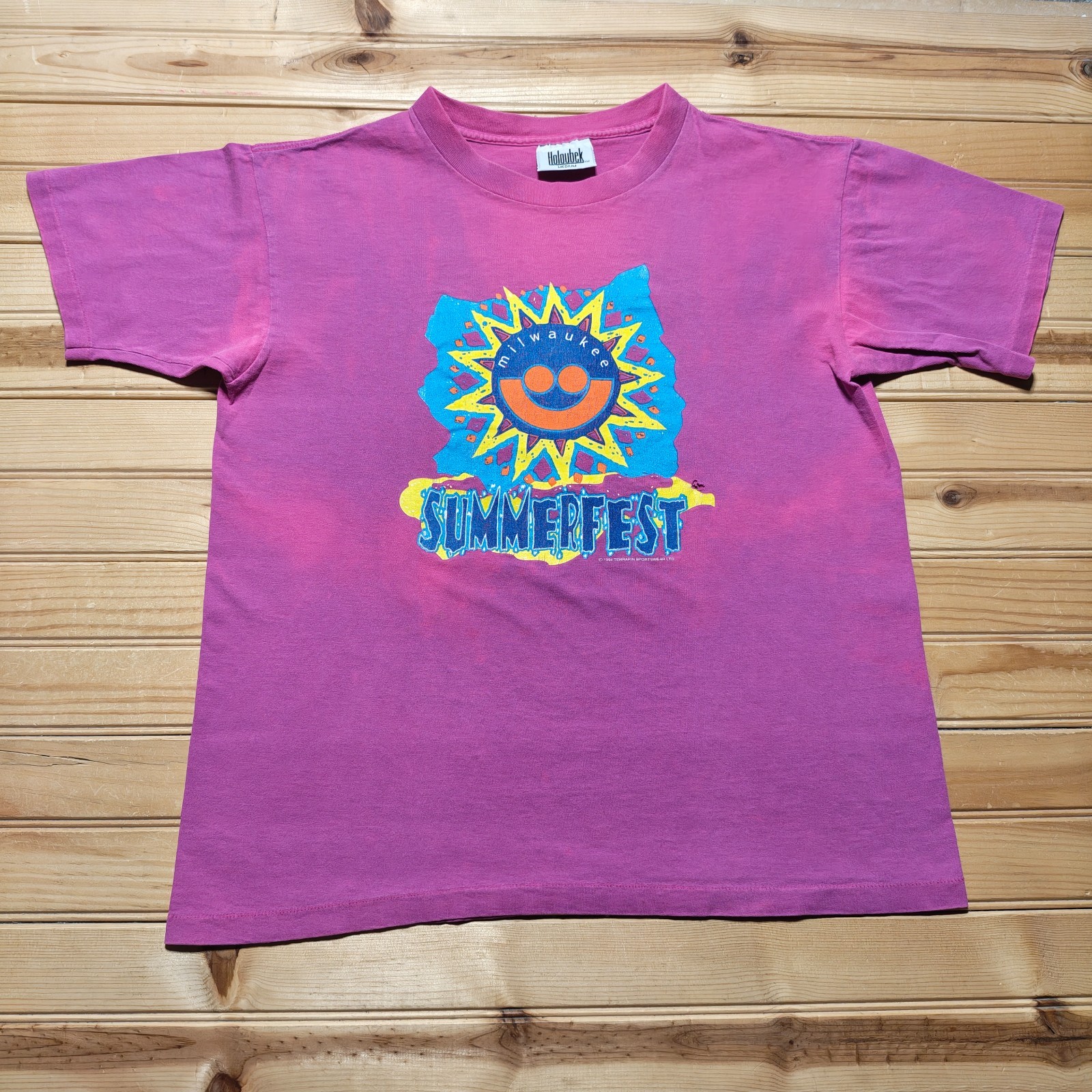Vintage 1994 Milwaukee Summerfest Music Festival Smiley Graphic T-Shirt – Medium