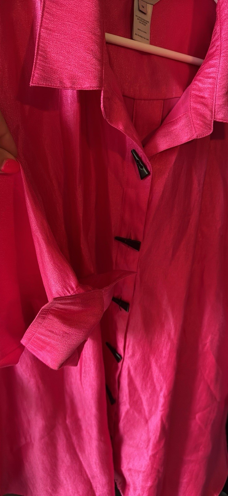 EUC Multiples Brand Plus Women’s Shackedt Jacket Shirt 2x Pink Fuschia Toggle