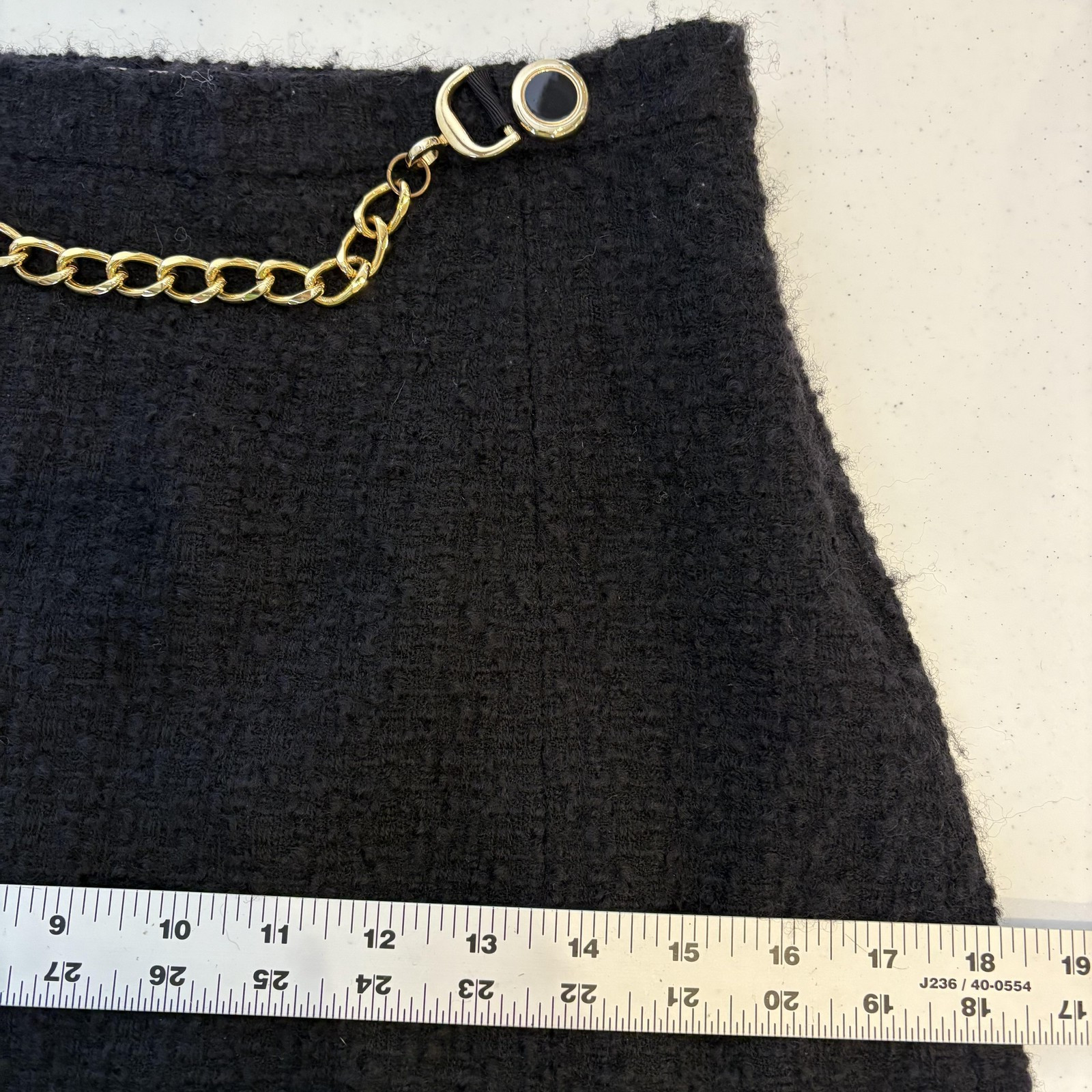Milly Skirt Womens 0 Black Wool Boucle A-Line Mini Chain Belt Made USA Lined