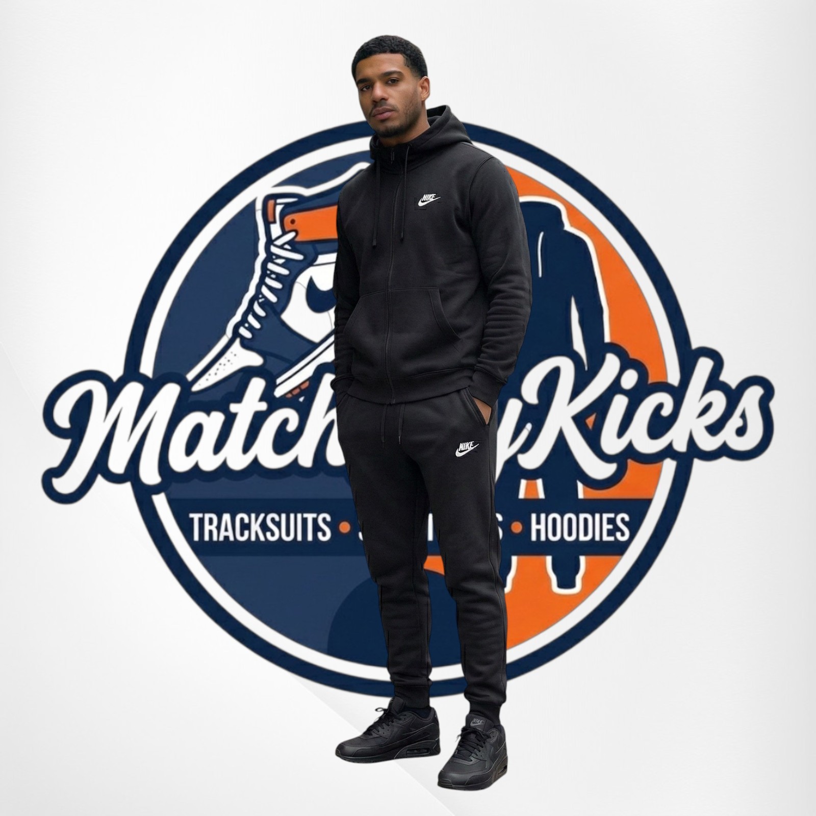 Nike TrackSuit Men’s Sweatsuit Set Hoodie Slim Fit To Match Joggers GymWear Blue