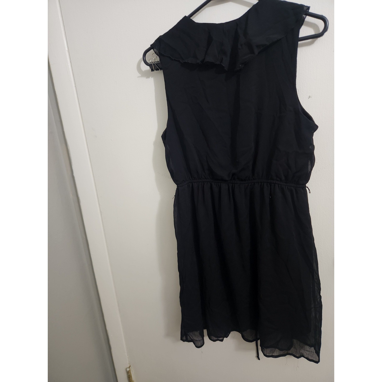 No Boundaries Girls Black Ruffle V-Neck Chiffon Dress Size L 11-13 NJ27T305N