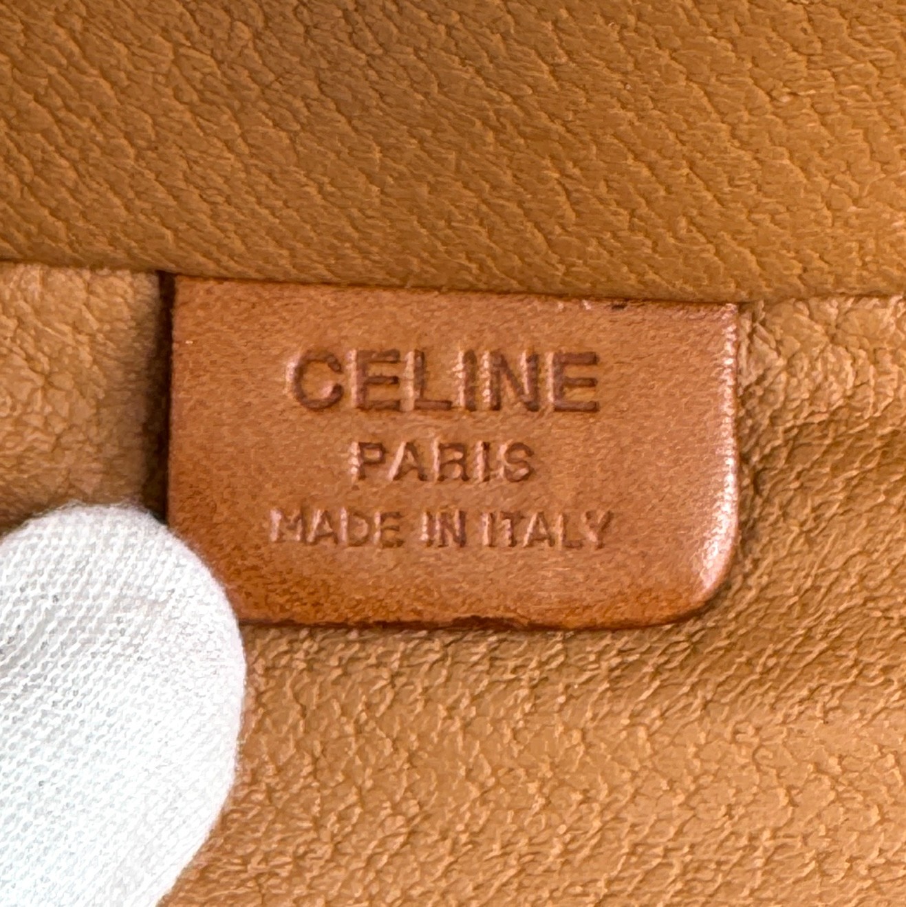 CELINE Macadam Vanity Bag Brown Cosmetic Pouch Handbag Authentic 0035