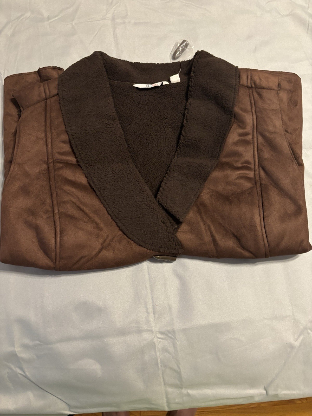 Denim & Co Faux Suede Sherpa Lined Toggle Vest Dark Chocolate Brown Women 3X NWT