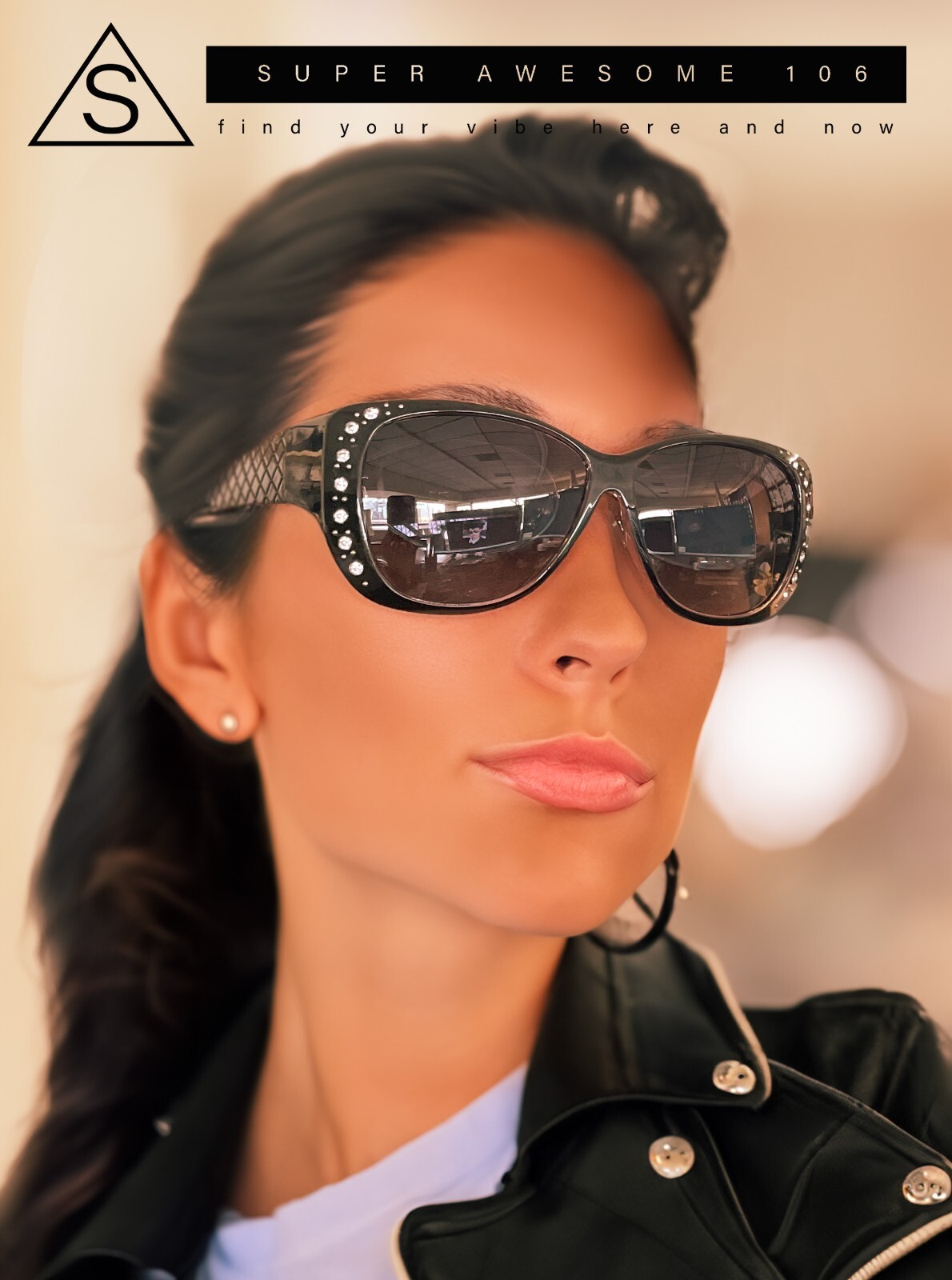 SA106 Polarized 55mm Fit Over OTG Butterfly Rhinestone Diva Sunglasses