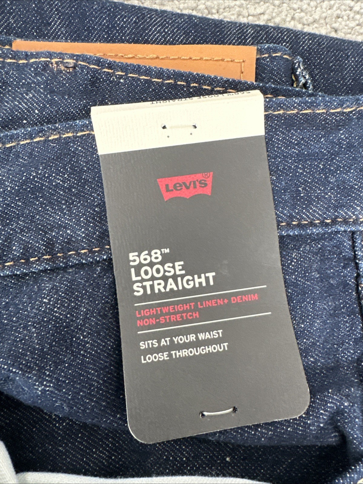 Levis 568 loose straight jeans Dark Blue Cotton Linen Jeans Men’s Sz 38Wx31L