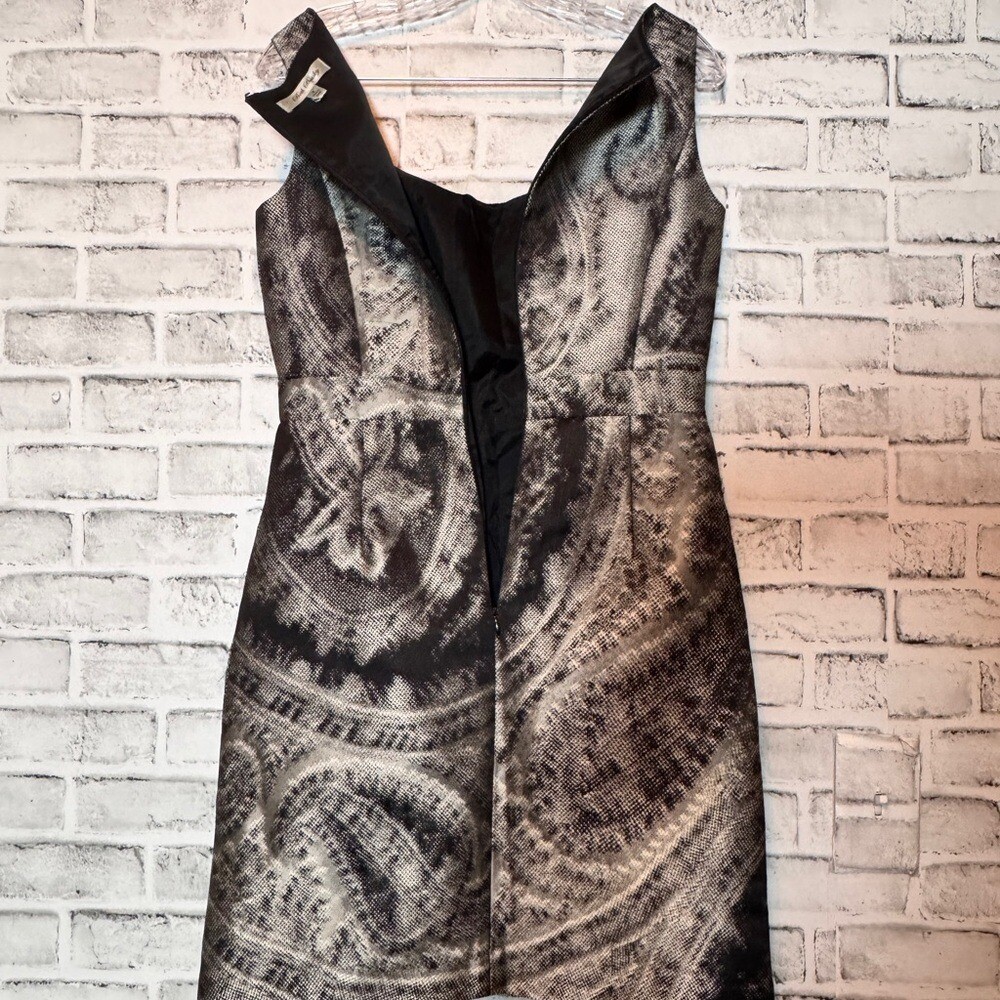 Beth Bowley Silver Sheath Mini Dress Sleeveless Scoop Neck