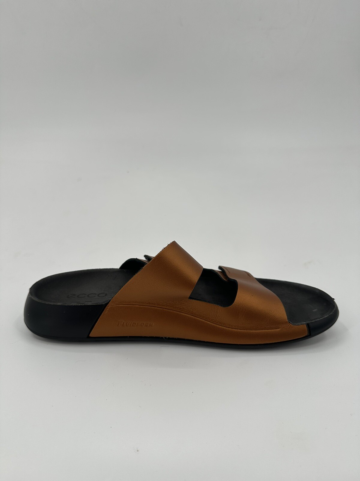 ECCO 2nd Cozmo Women’s Sz 10-10.5 Two Strap Fluidform Leather Sandals Bronze