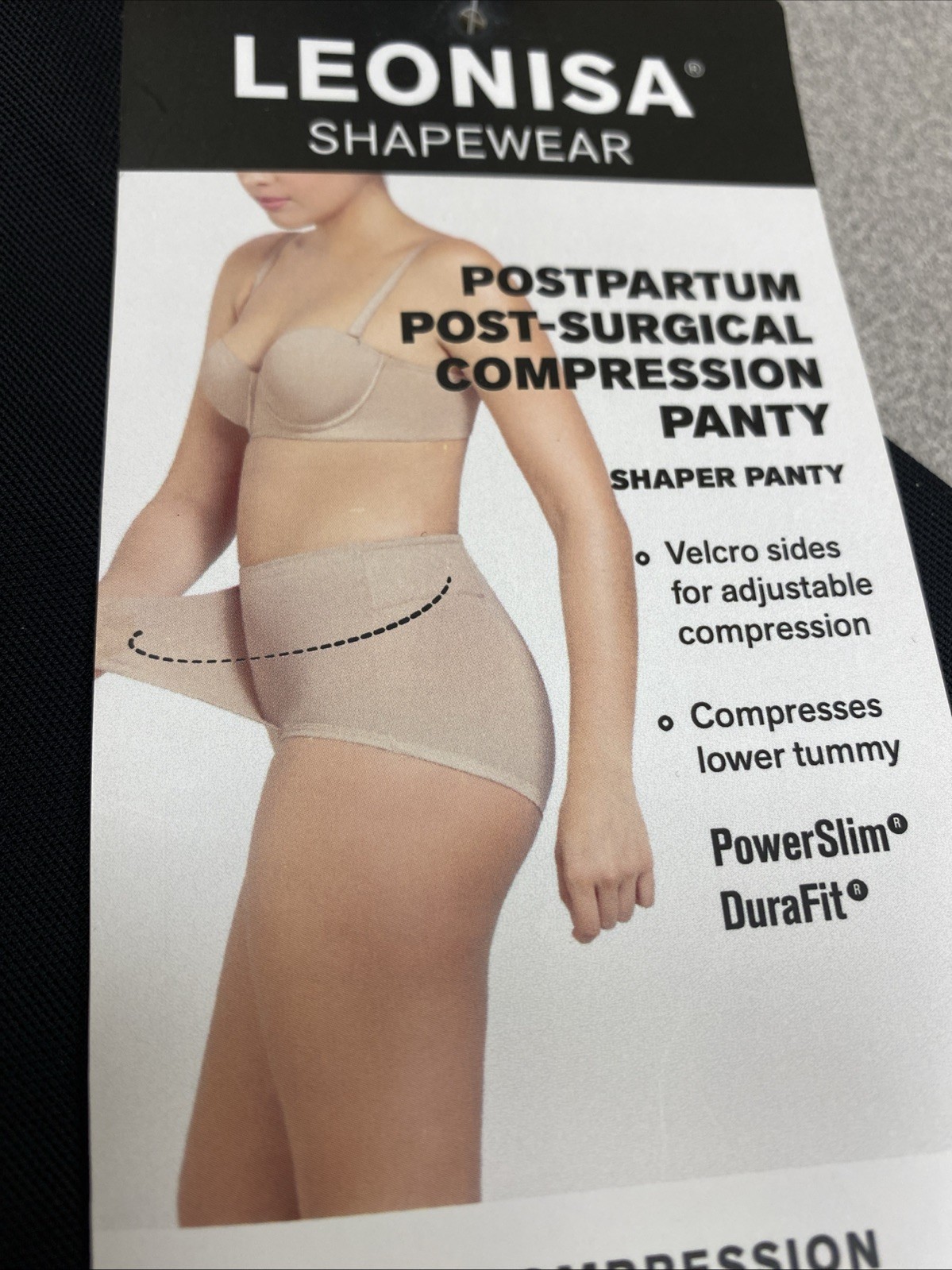 LEONISA Shapewear Postpartum Post Surgical Compression Panty Small Black 012400