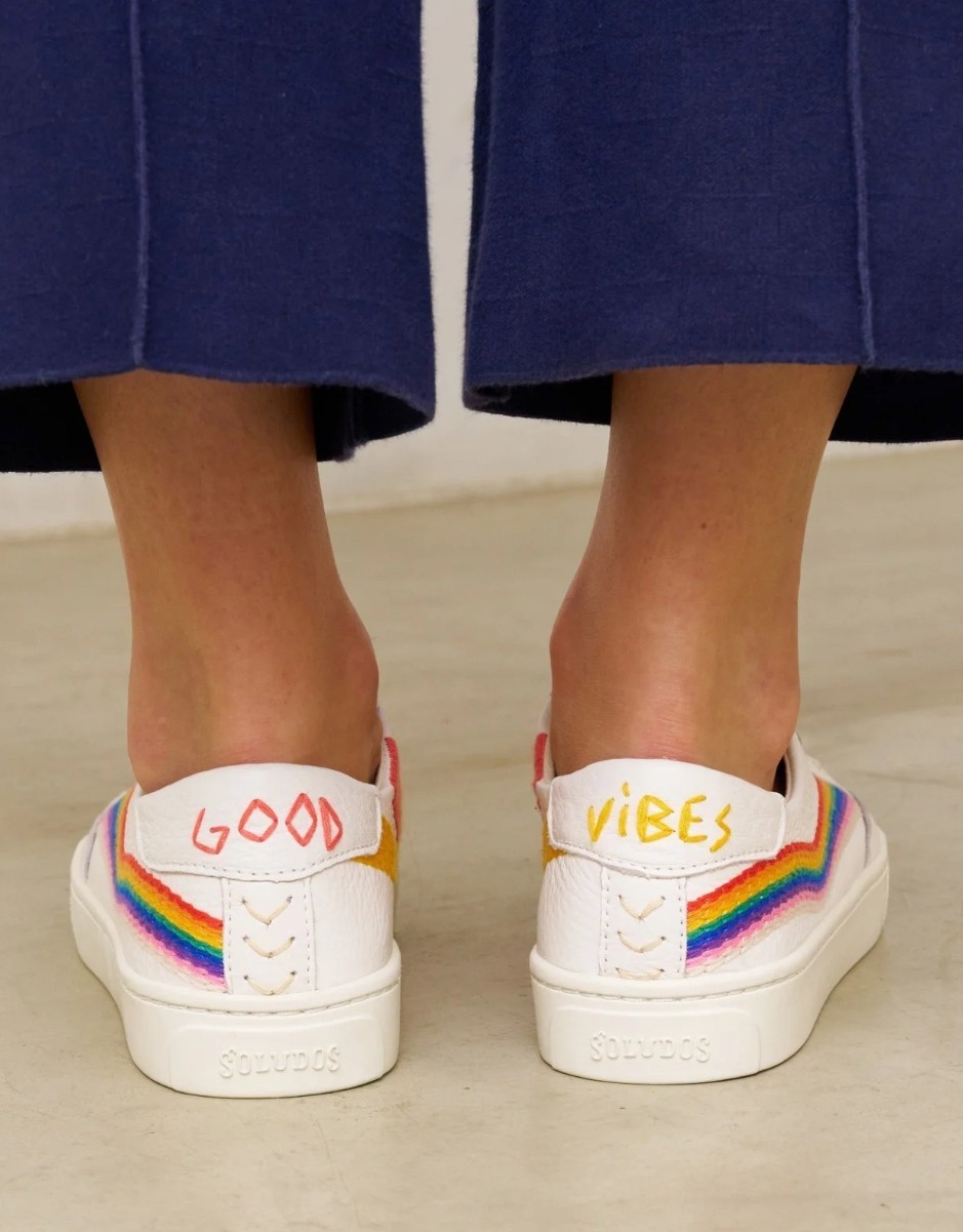 Soludos The Ibiza Classic Sneaker Oasis White/Rainbow Wave-CHOOSE SIZE-BRAND NEW