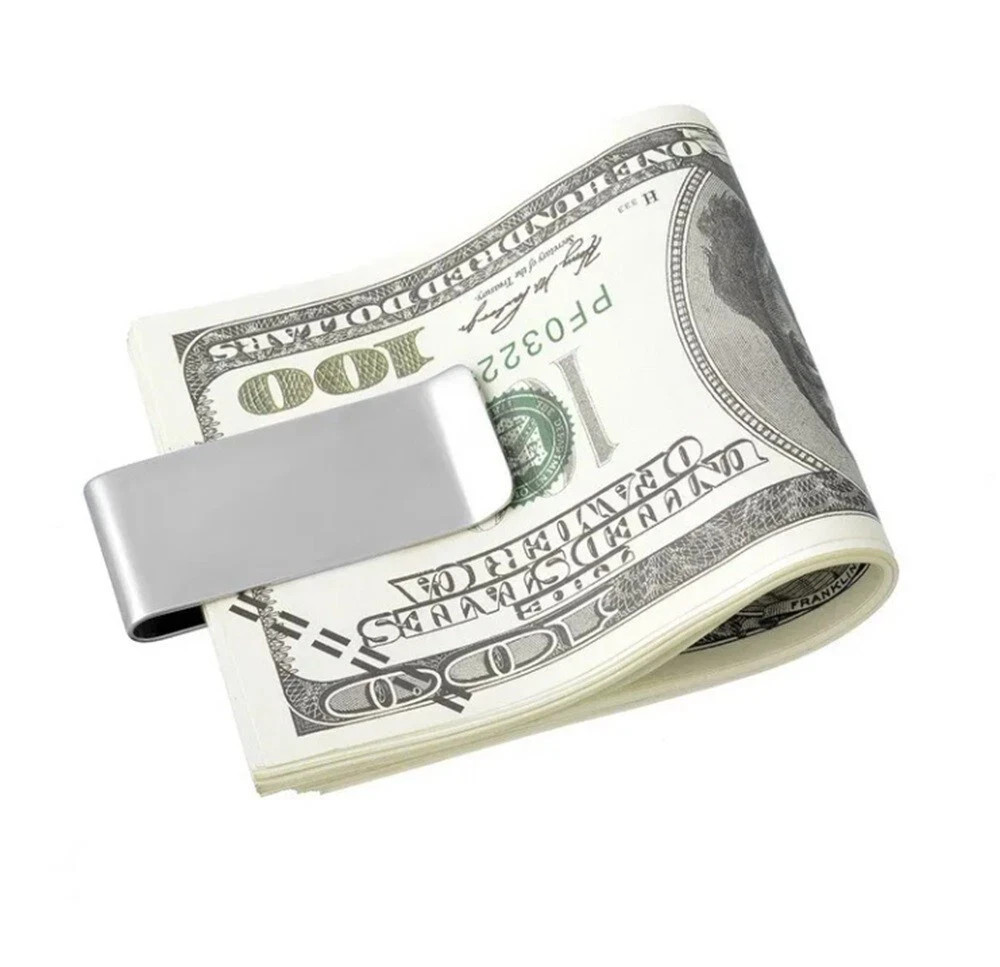2 Pack Stainless Steel Money Clip Slim Silver Cash Holder Pocket Bill Clip