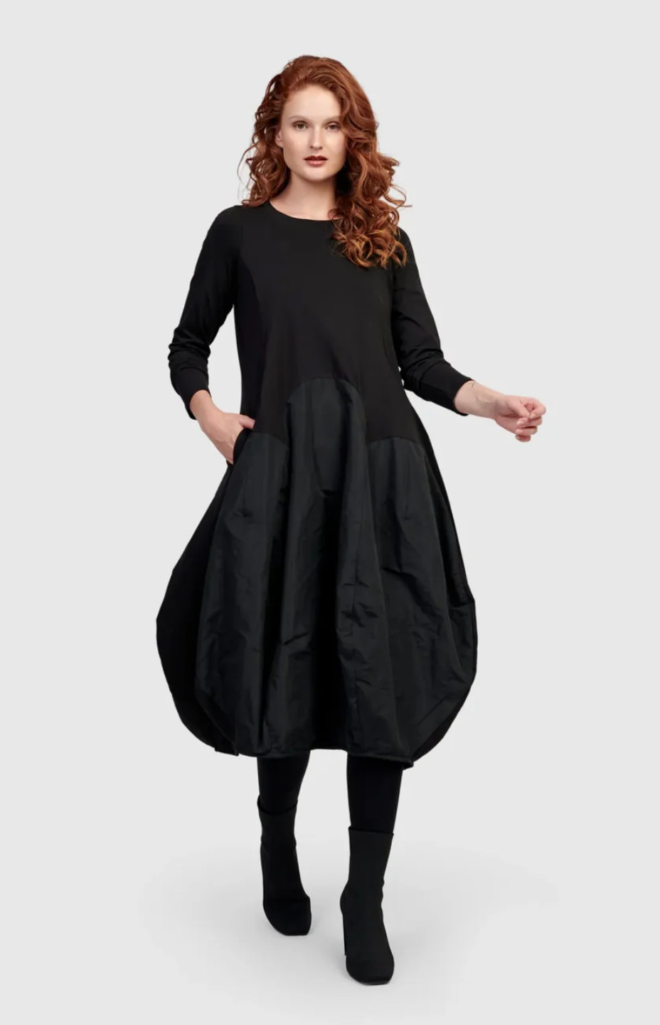 ALEMBIKA URBAN MAXIMA CREW COCOON DRESS, BLACK, Size XL