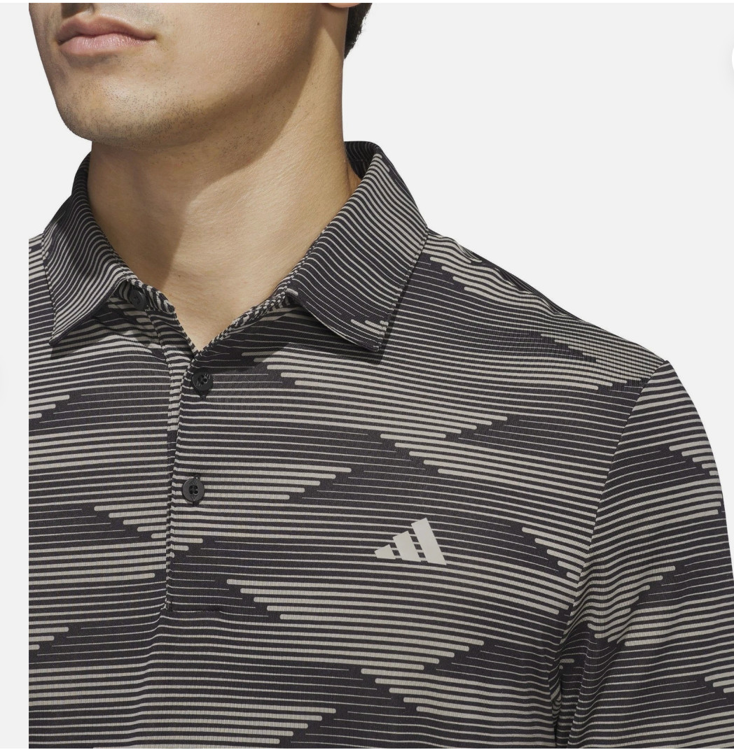 Adidas Men’s Ultimate365 Speed Stripe Polo Shirt, Black/Putty Beige S25, Large